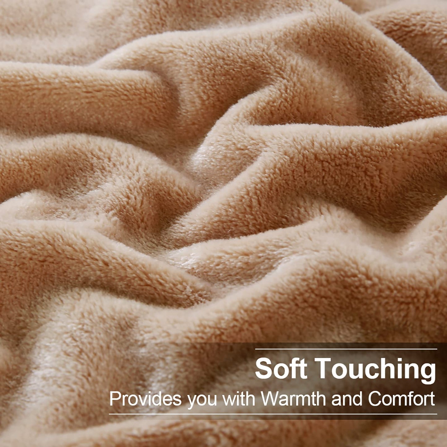 EASELAND Soft Blanket Warm Fuzzy Microplush Lightweight Thermal Fleece Blankets for Couch Bed Sofa,California King 102X108Inch,Camel