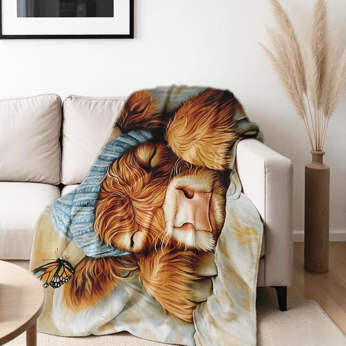HUNXIAOJ Printed Bed Blanket Baby Highland Cow Blanket Kid Queen Size Farm Throws Cute Highland Cattle Flannel Blankets for Children Girls (49"x59")