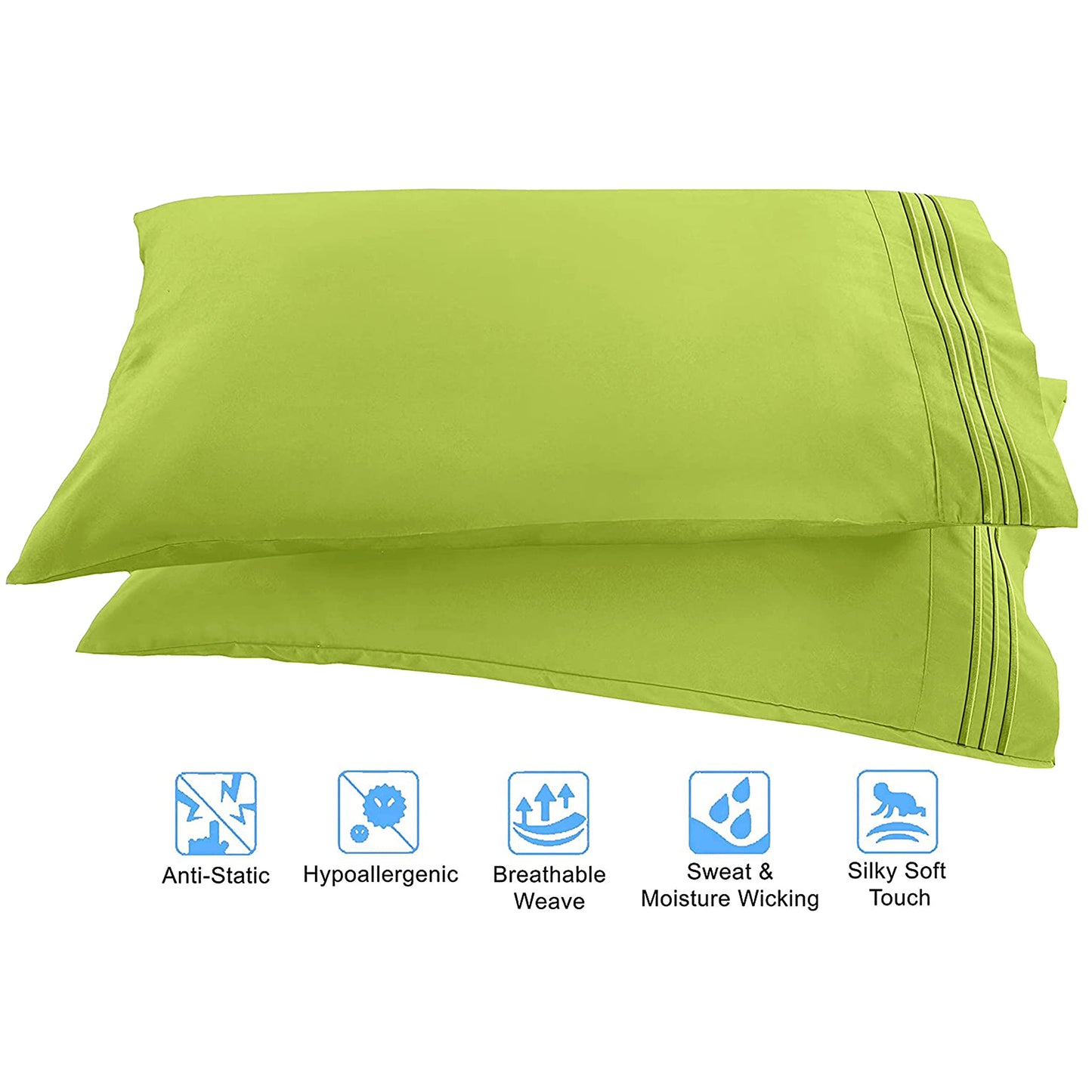 Elegant Comfort 1500 Thread Count Wrinkle & Fade Resistant Egyptian Quality 4-Piece Bed Sheet Set Ultra Soft Luxurious Set Includes Flat Sheet, Fitted Sheet and 2 Pillowcases, Full, Neon Green