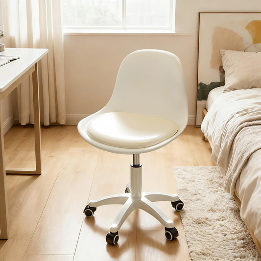 BTFYOU Home Office Chairs, Small Swivel Rolling Desk Chair with Silent Wheels and Low-Back,Armless Heavy-Duty Vanity Chair Height Adjustable for Bedroom,Students,Study,Teens