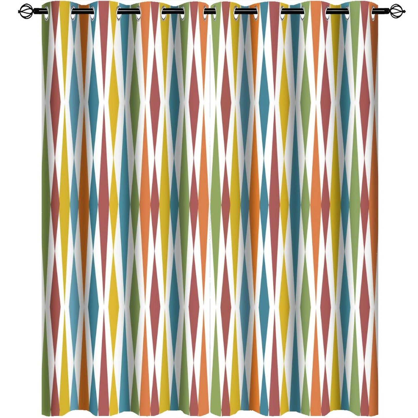 Kazynee Retro Mid Century Blackout Curtains for Bedroom,Abstract Modern Geometric Mid Century Colorful Rainbow Grommet Thermal Insulated Room Darkening Curtains Window Curtains 2 Panels 45L x 21W