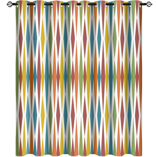 Kazynee Retro Mid Century Blackout Curtains for Bedroom,Abstract Modern Geometric Mid Century Colorful Rainbow Grommet Thermal Insulated Room Darkening Curtains Window Curtains 2 Panels 45L x 21W
