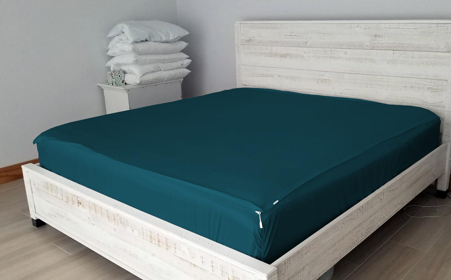 Zip On Sheets Full XL Size Zipper Sheets - Includes 1 Fitted Base + 2 Zip On Sheet - Upto 16” Inch Deep Pockets - Easy to Use, Won’t Pop Off - Soft Microfiber Full XL Size 54X80 - Teal