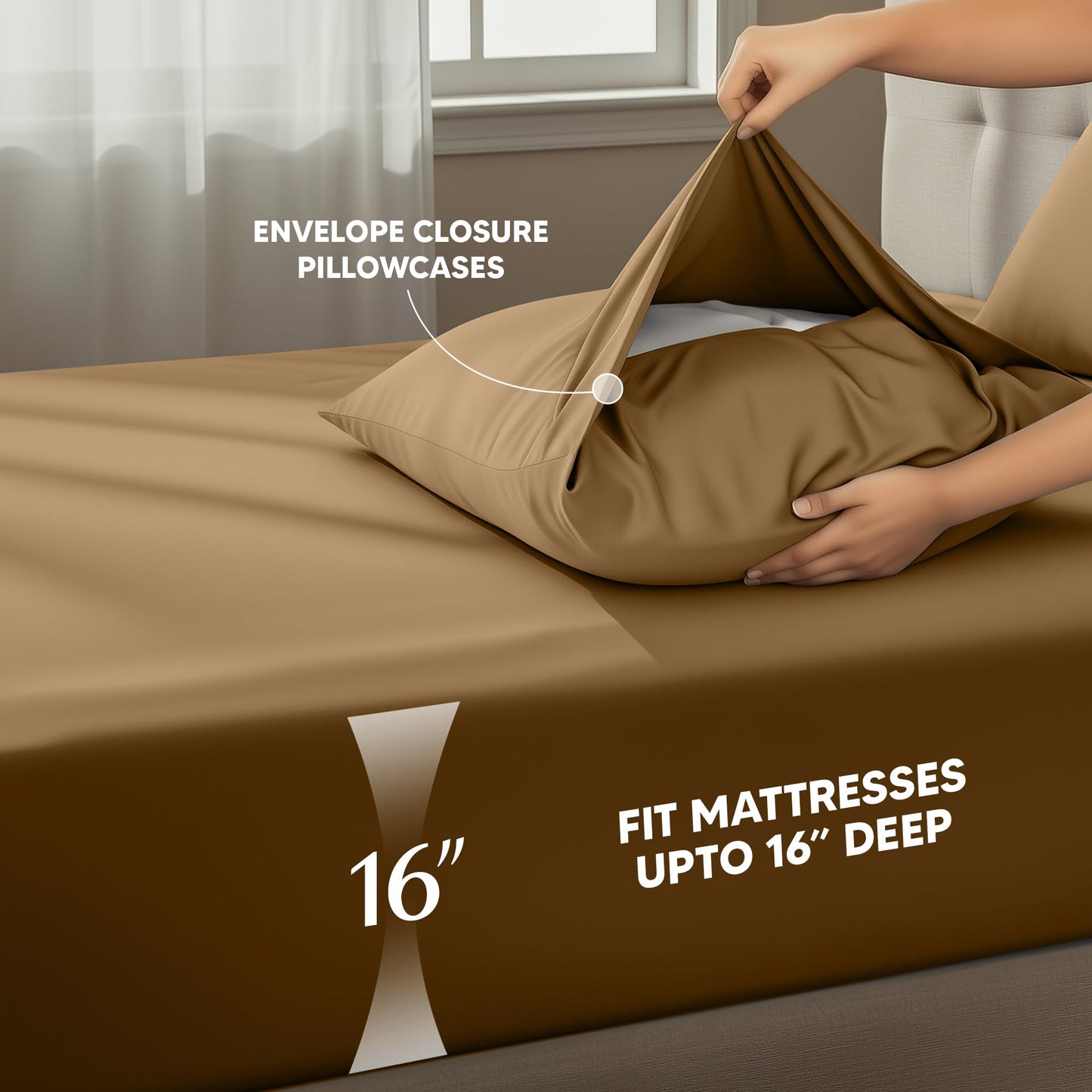 Utopia Bedding Queen Size Sheet Set – 4 Piece Bed Sheets, Soft and Breathable Microfiber, Includes 1 Fitted Sheet, 1 Flat Sheet and 2 Pillowcases – Oeko Tex (Mocha)