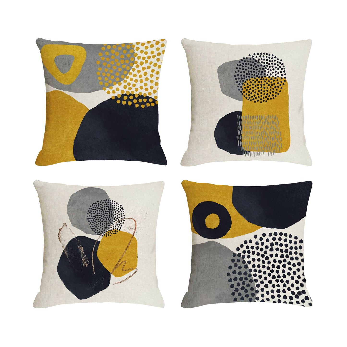Jartinle Mustard Yellow Mid Century Modern Throw Pillow Covers Abstract Art Geometric Minimalist Pillow Covers Aesthetic for Couch Home Decor Set of 4