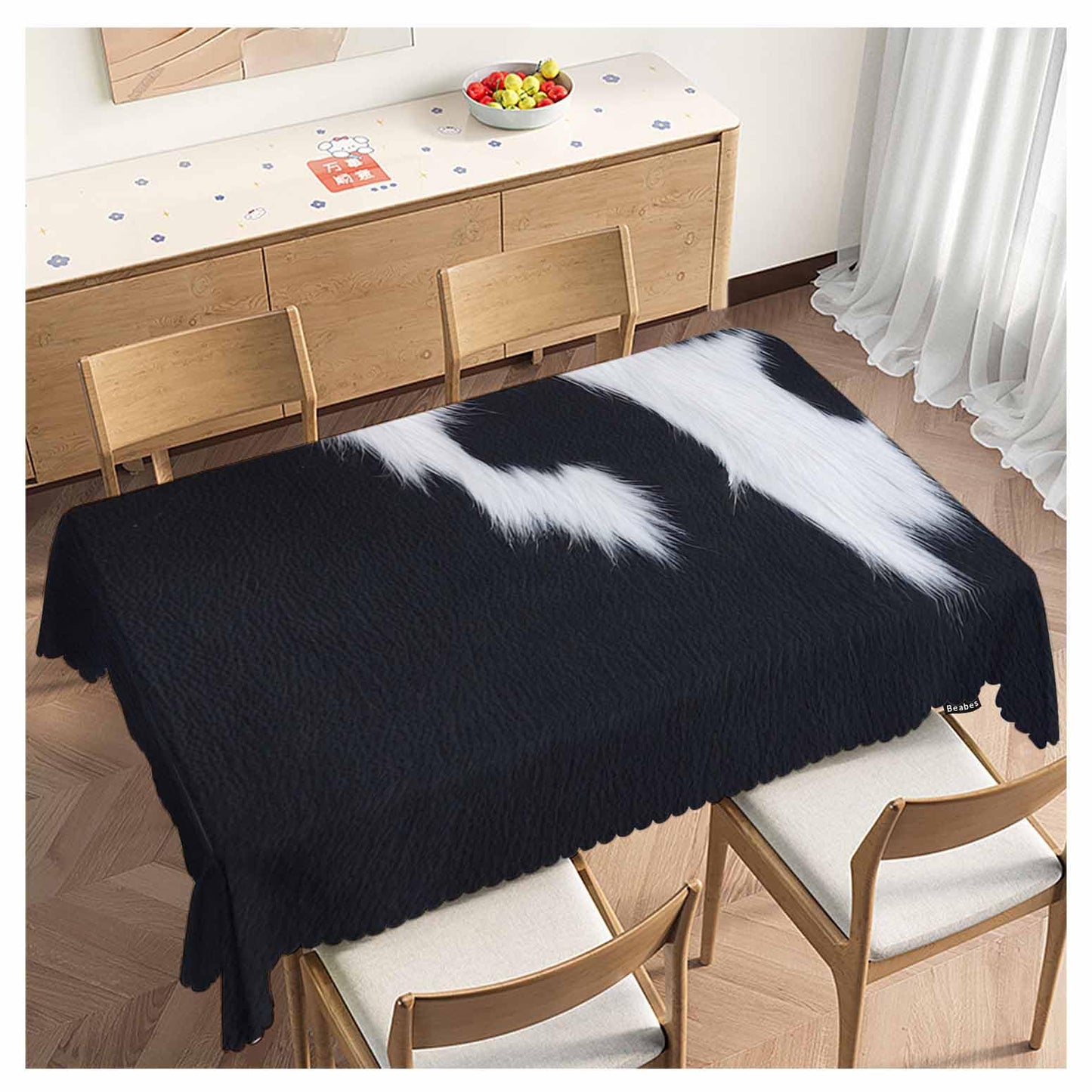 Beabes Cow Print Table Covers Farm Cattle Cowhide Cow Spots Heavy Weight Tablecloth Picnic Table Cloth for Kitchen Dinning Tabletop Outdoor BBQ Buffet Rectangle 52x70 Inch
