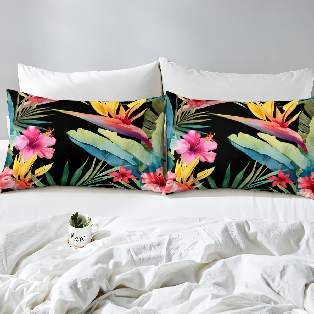 Erosebridal Tropical Duvet Cover Set Tree Bedding Sets for Kids Teens Green Plant Palm Leaves Duvet Cover Set Jungle Botanical Leaf Quilt Bed Cover with 2 Pillow Cases for Bedroom Decor,King