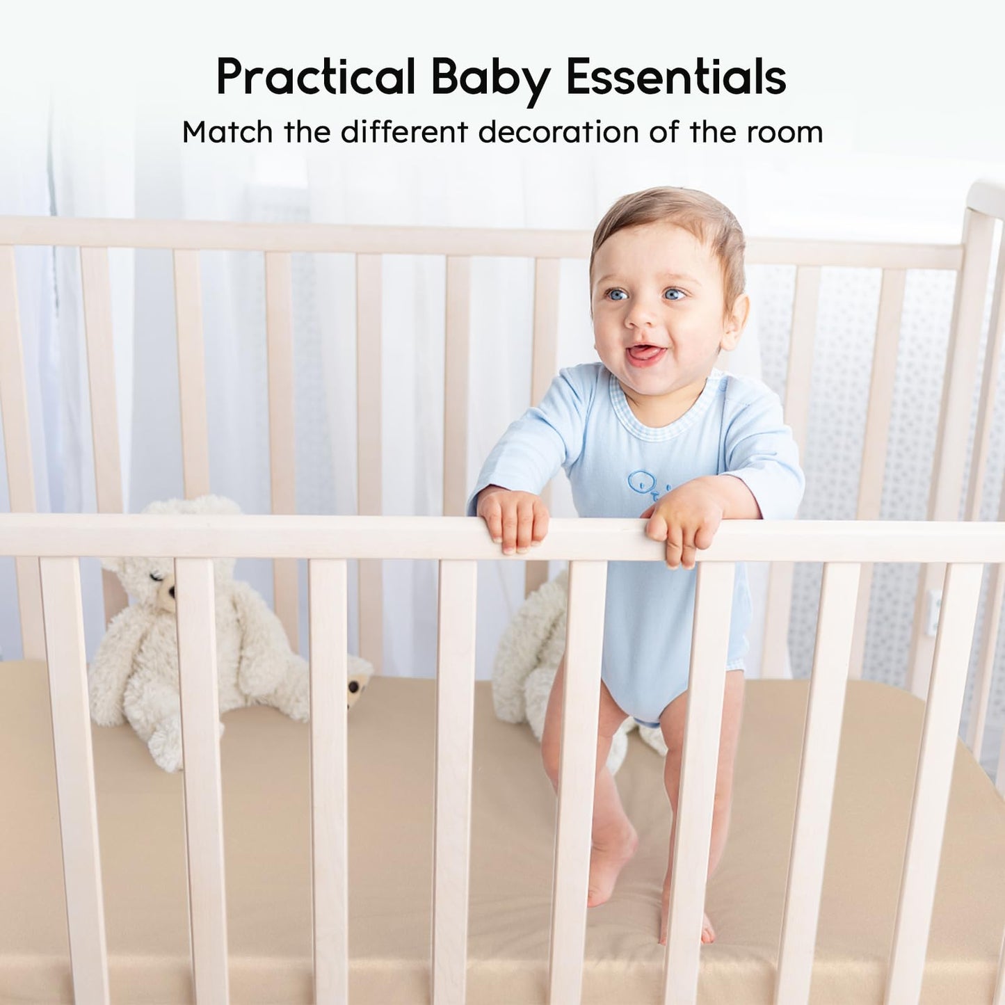 Yoofoss Baby Crib Sheets for Boys Girls, Fitted Crib Sheet 2 Pack for Standard Crib and Toddler Mattress, Super Soft Microfiber Baby Sheet 28x52x8in(Apricot-Green)