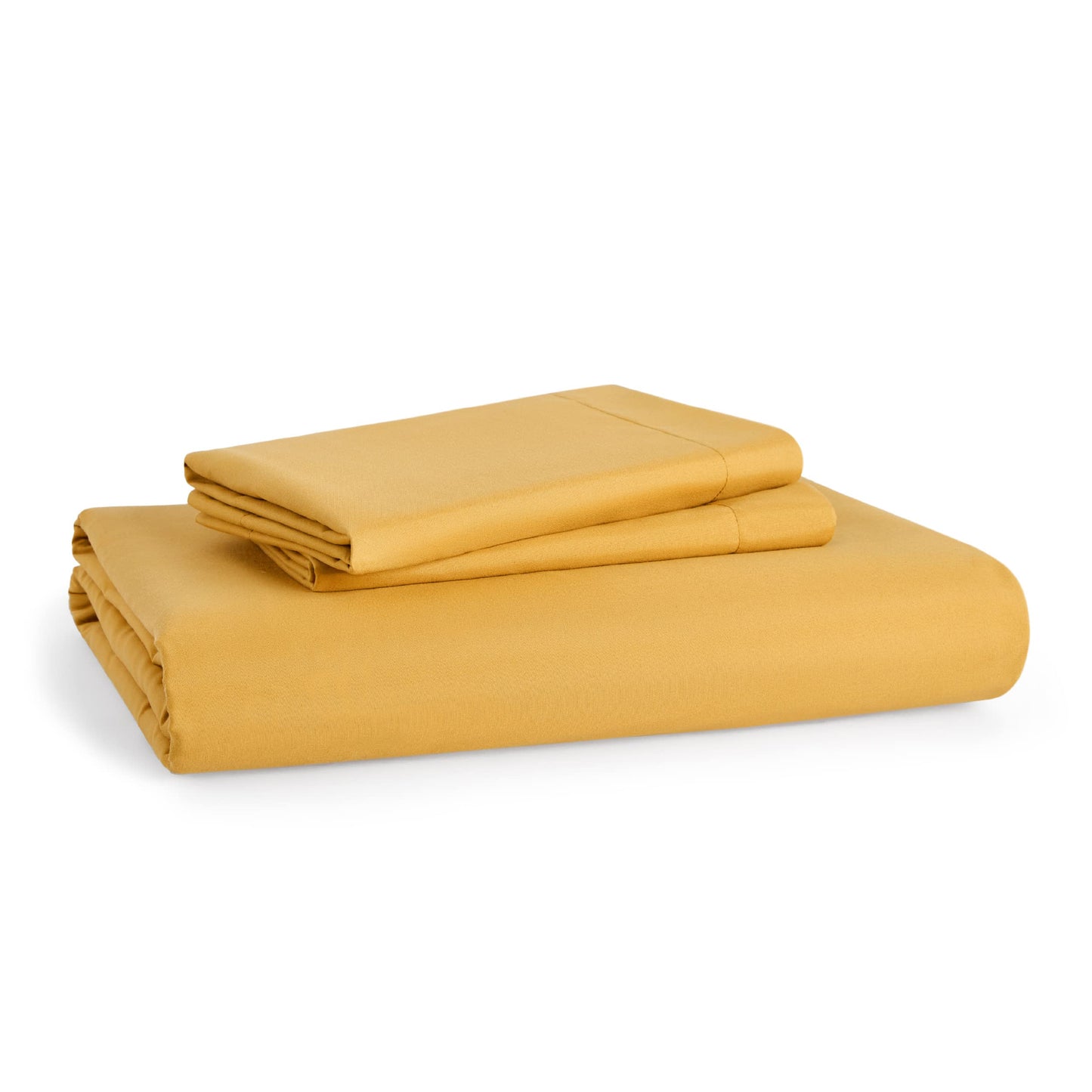 Bedsure Duvet Cover Queen Size - Soft Double Brushed Bedding Set for Kids & Adults, Zipper Closure, 3 Pieces, Includes 1 Duvet Cover (90"x90") & 2 Pillow Shams, NO Comforter, Golden Yellow
