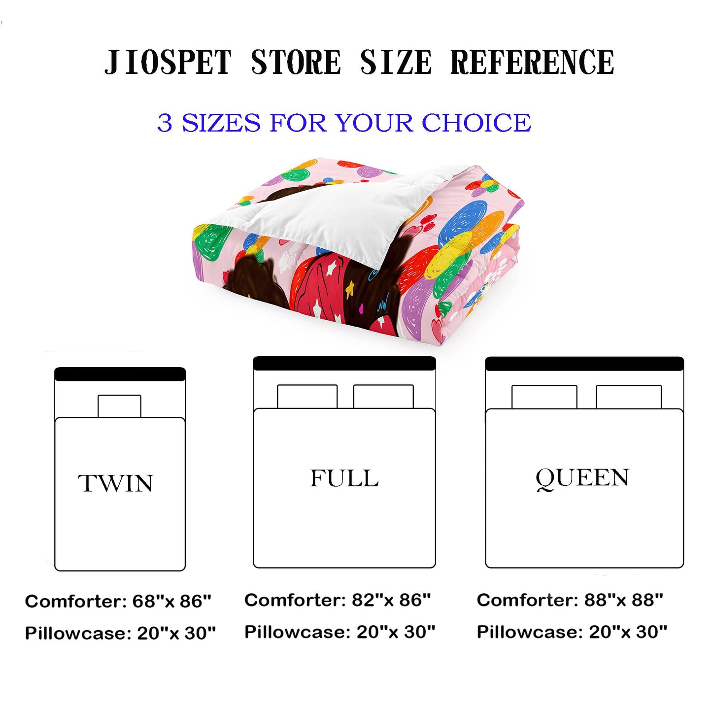 Jiospet Black Girls Bedding Sets -Black Girls Twin Comforter Set for Girl, Pink Princess Twin Bedding Sets for Kids, Twin (1 Comforter 1 Pillowcases)