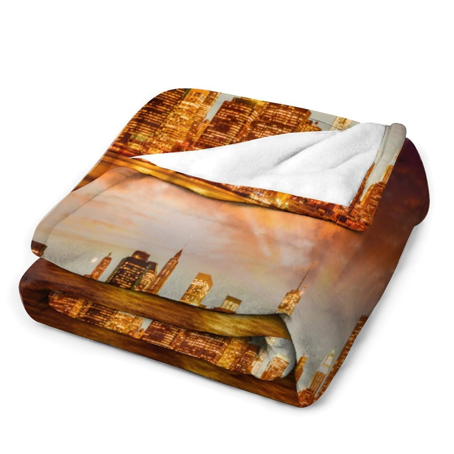 New York Throw Blanket,Sunset City Skyscraper Pattern Soft Cozy Warm Flannel Blankets for Sofa Couch Bed Gifts for Lover Kids Boys Grils Women Adults 30x40 Inch