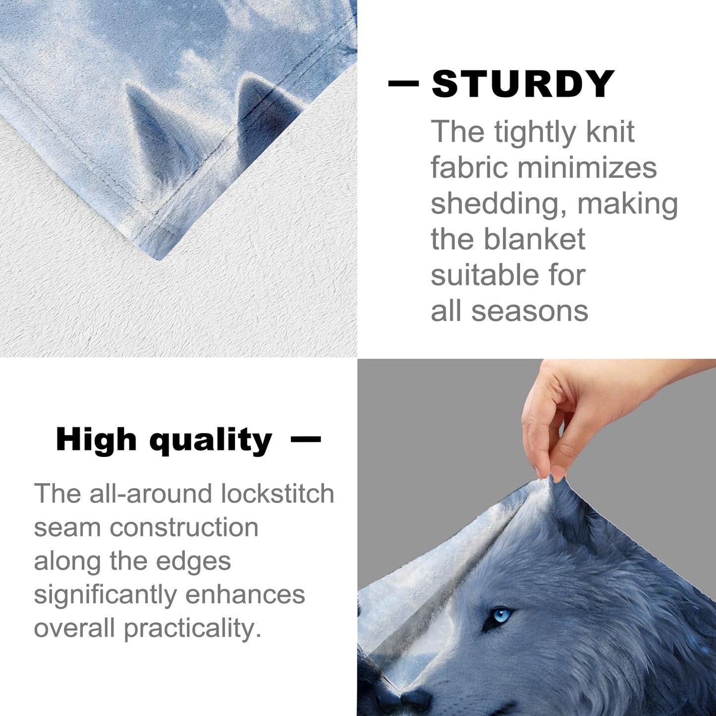 cromcu Wolf Blanket for Nature and Wildlife Lovers, Black and White Wolf Flannel Blankets, Northern Forest Art Gifts, Soft Warm Cozy Throws for Sofa Couch Bed Living Room Bedroom Home Decor 60" x 50"