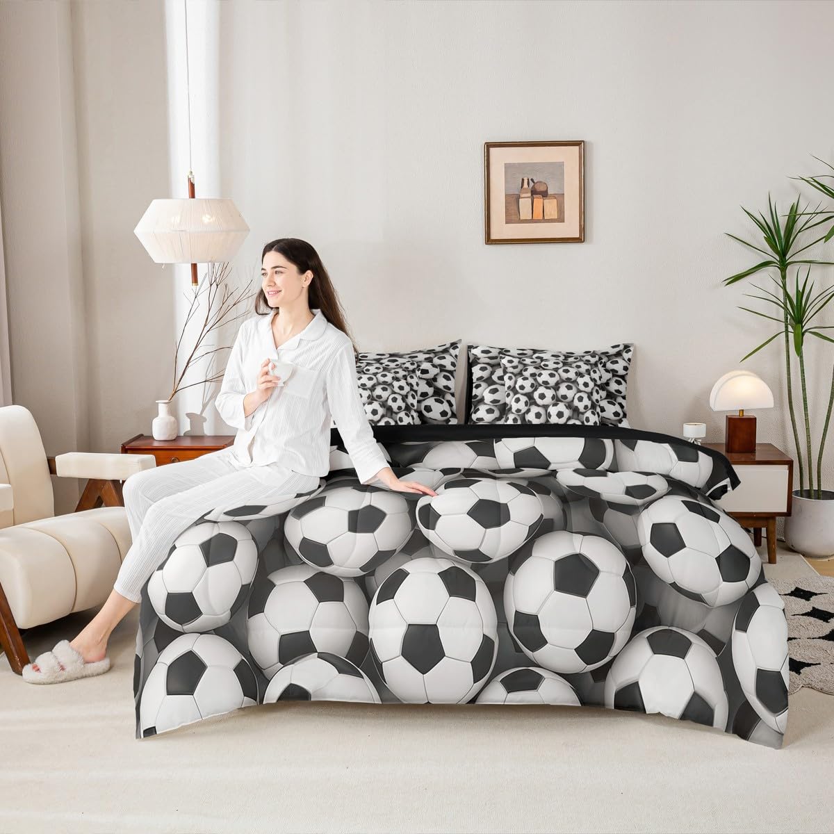 Erosebridal Football Full Comforter Set 7 Pieces, Soccer Match Bed in A Bag for Bedroom, Sport Theme Athletes Bedding Set with Comforters, Sheets, Pillowcases Kid Men Boy Room Decor