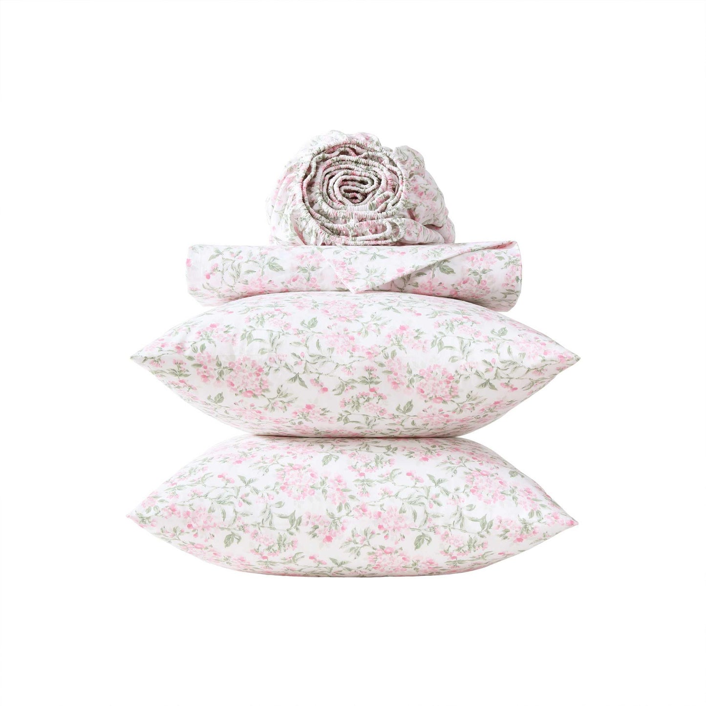 Laura Ashley - Twin Sheet Set, Crisp & Cool Cotton Percale Bedding for Year Round Comfort, Deep Pocket, Bed Sheets with Matching Pillowcase (Blossom Bliss Pink)
