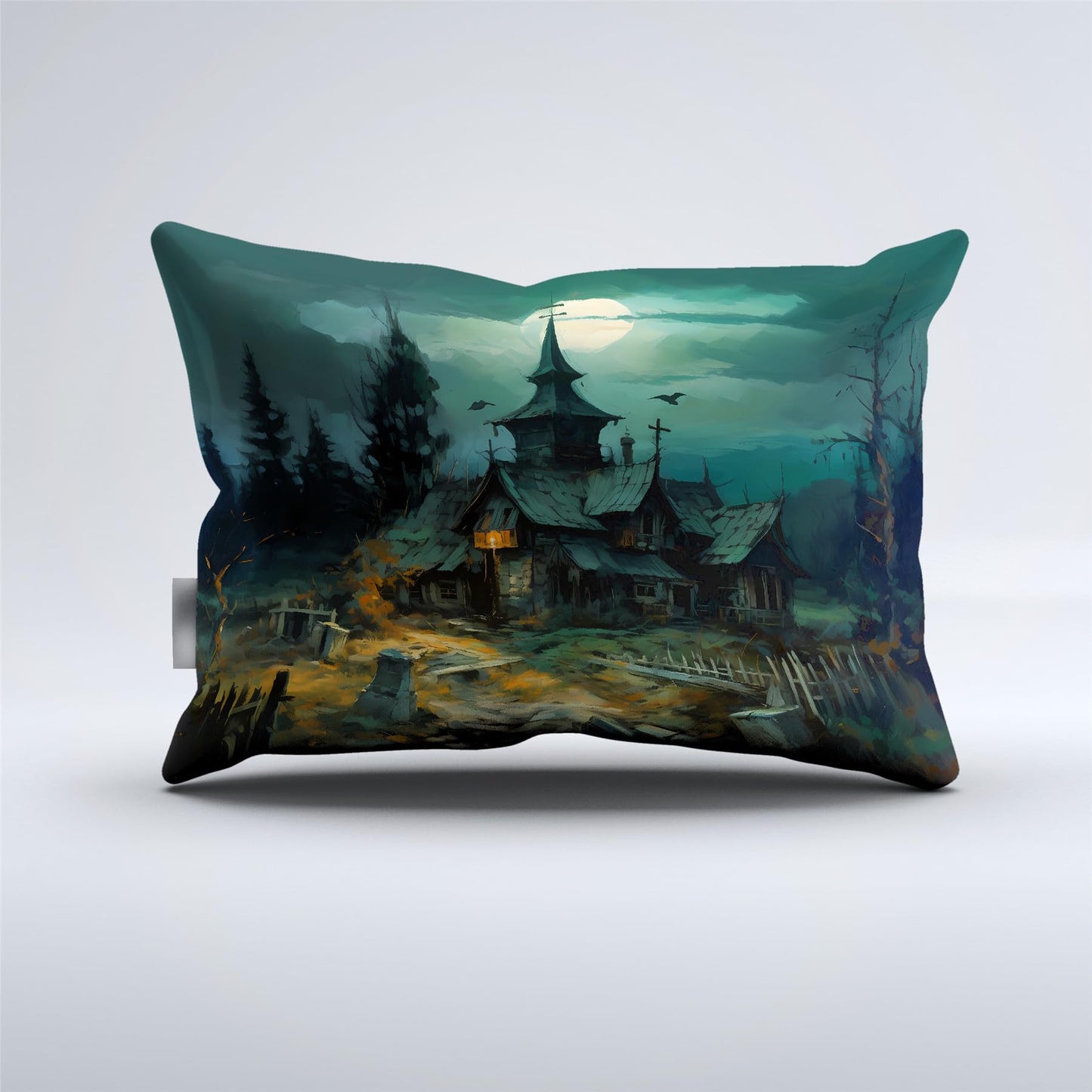 Halloween Ghost Haunted House Design Comforter Set | Horror Festive Night Spooky Manor Prints Bedding Set | with Soft Comforter+2 Pillow Shams(3PCS) or Sheet (4PCS) (A,Queen-4PCS)