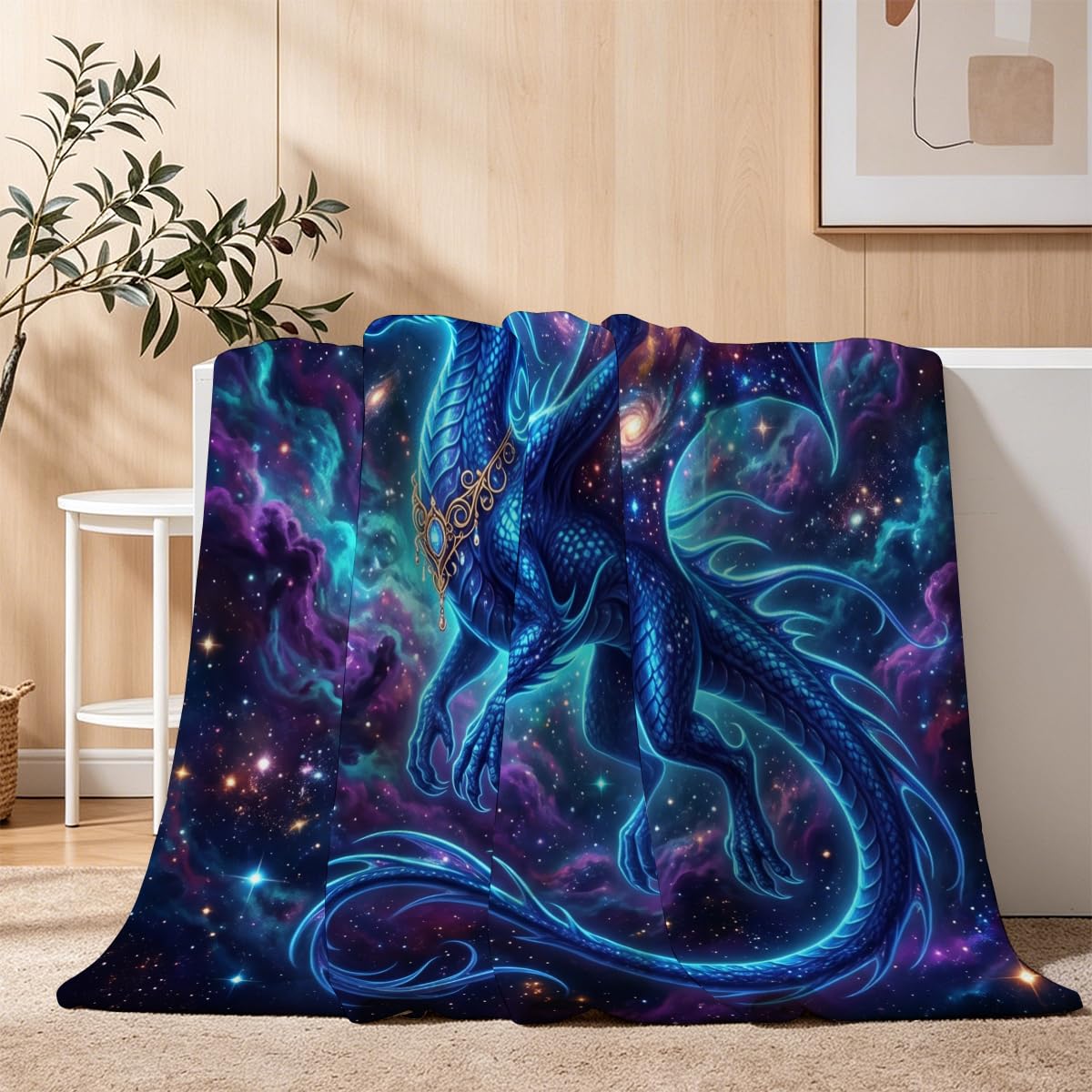 Yujiiso Cosmic Starry Space Dragon Blanket Soft Throw Blanket 50" x 60"