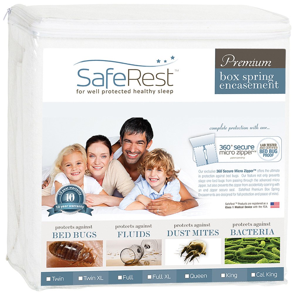 SafeRest Premium 9" Thick Box Spring Encasement - Waterproof - Breathable, Noiseless and Vinyl Free - Fits Up to 9" - TwinXL