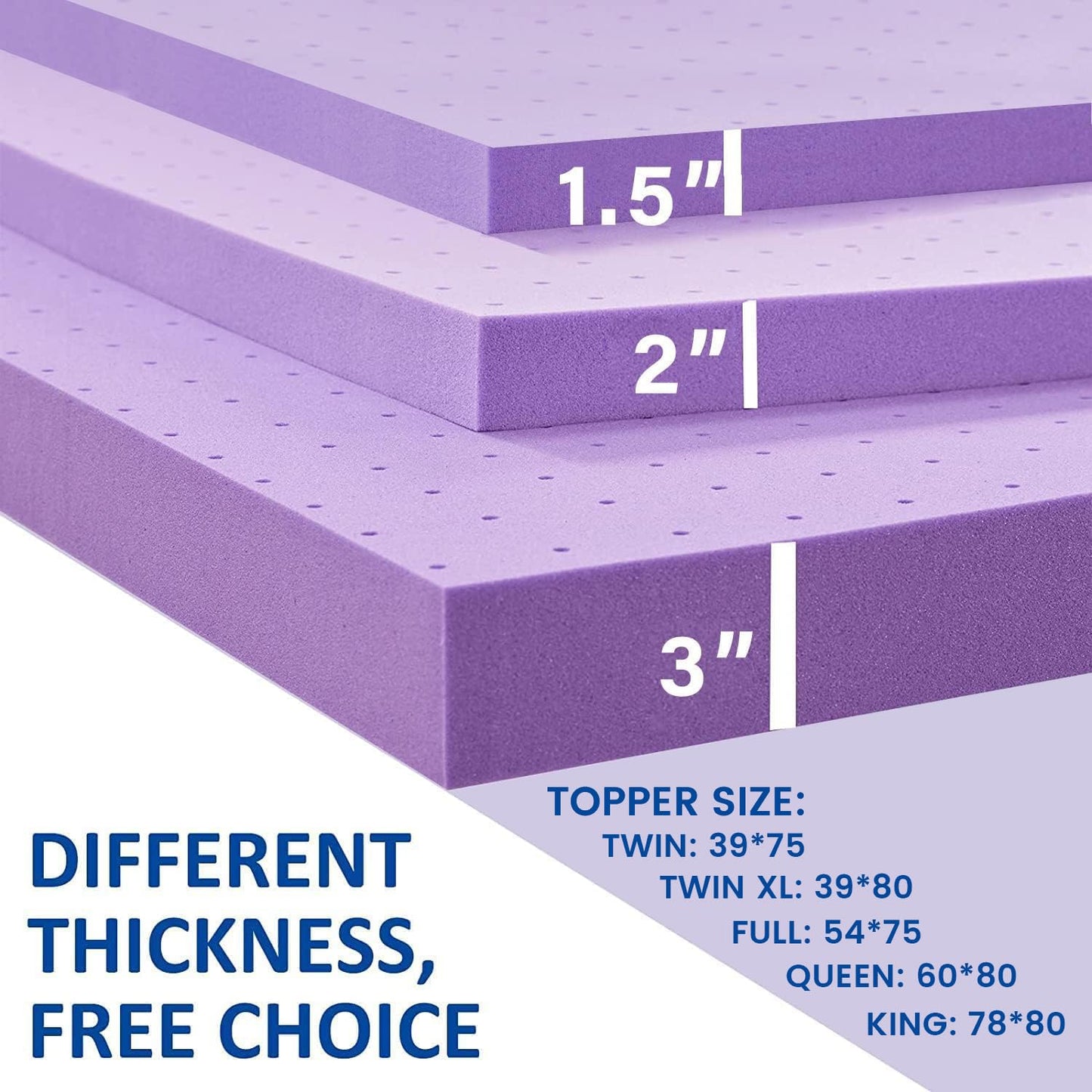 SINWEEK 1.5 Inch Gel Memory Foam Mattress Topper Ventilated Soft Pressure Relieve Mattress Pad, Breathable Bed Topper, CertiPUR-US Certified, Queen Size