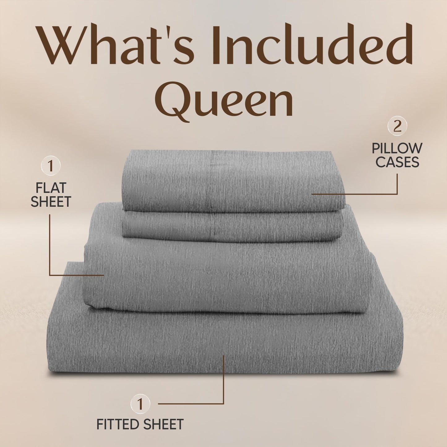 Utopia Bedding Queen Size Sheet Set – 4 Piece Bed Sheets, Soft and Breathable Microfiber, Includes 1 Fitted Sheet, 1 Flat Sheet and 2 Pillowcases – Oeko Tex (Heather Grey)