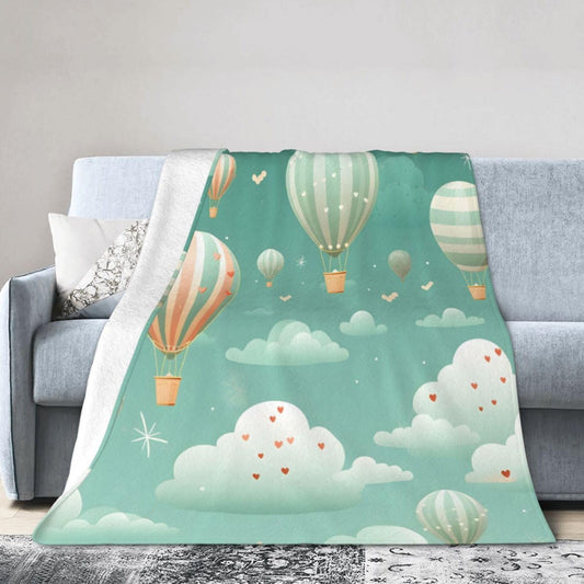 Blue Sky Hot Air Balloon Throw Blanket for Couch Soft Blanket for Bed Bed Sofa Decor for Living Room Bedroom 60"X50"