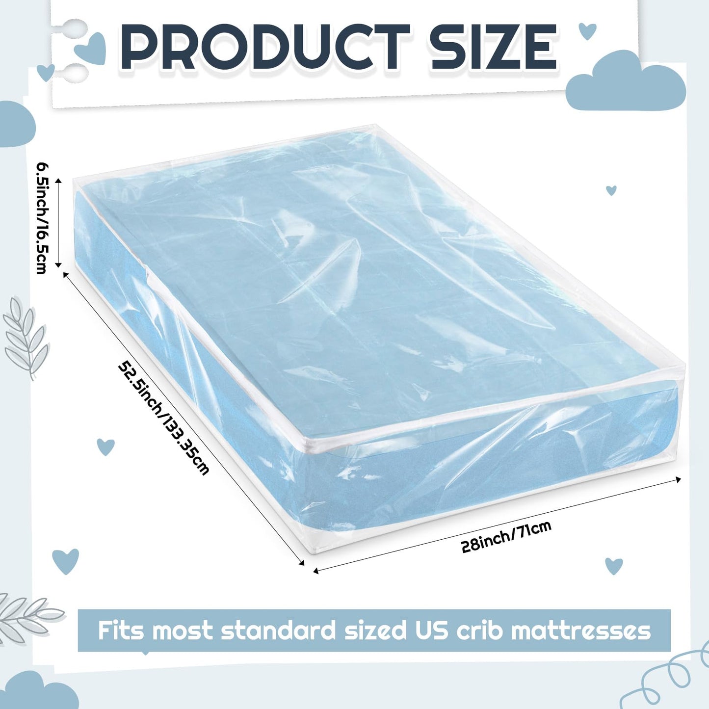 Colingmill 1 Pcs Crib Mattress Storage Bag with Zipper, 4+ Mil Clear Plastic Waterproof Crib Mattress Bag for Moving and Storage, 52.5x28x6.5 Inches