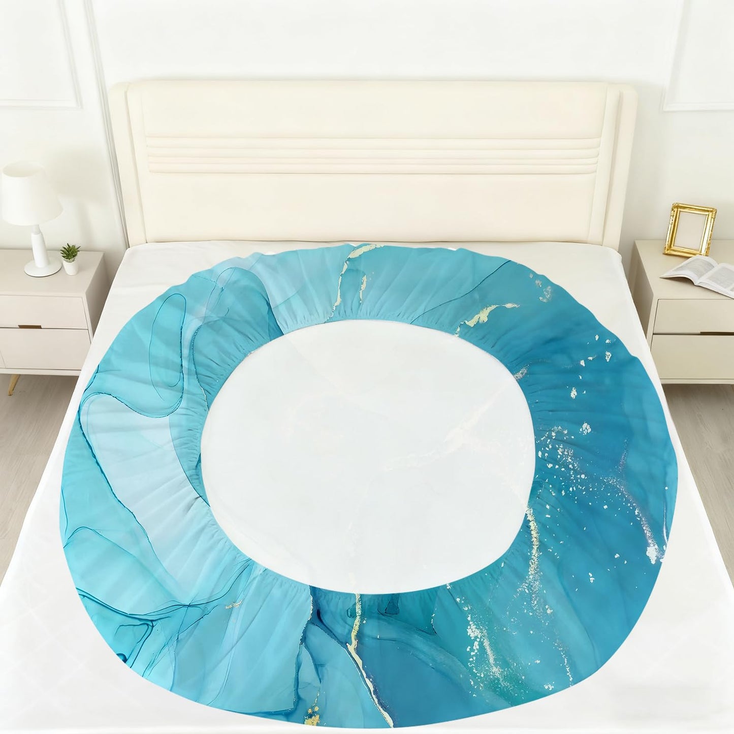 VTKON Kids Twin Blue Marble Sheets Set Aesthetic Blue Gold Marble Bedding Set Boys Girls Soft Microfiber Bed Sheet Includes 1 Fittde Sheet, 1 Flat Sheet and 1 Pillowcase