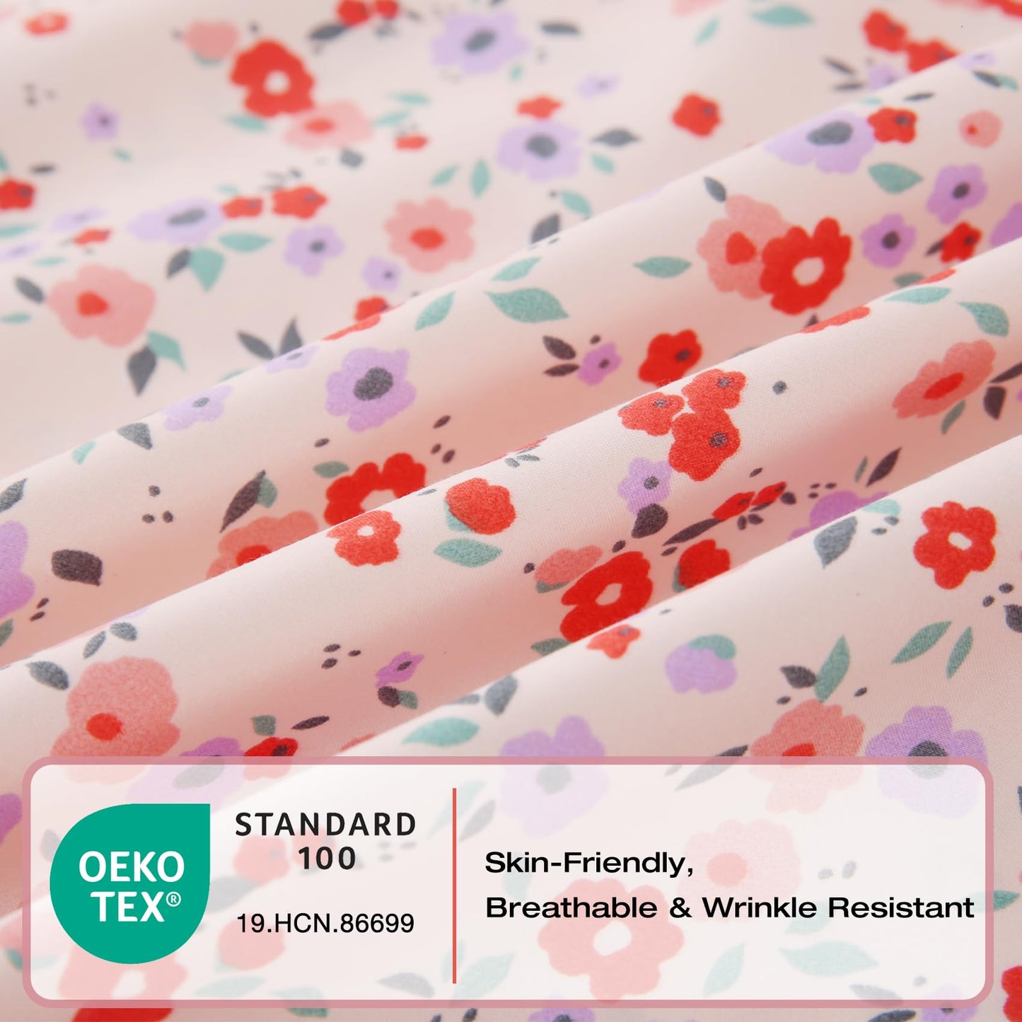 Yibeizi Pink Floral Sheets King Purple Flower Pattern Bed Sheet Set Coquette Vintage Bedding Sheets & Pillowcases Soft Microfiber 15" Extra Deep Pocket Fitted Bedsheet 4 Piece
