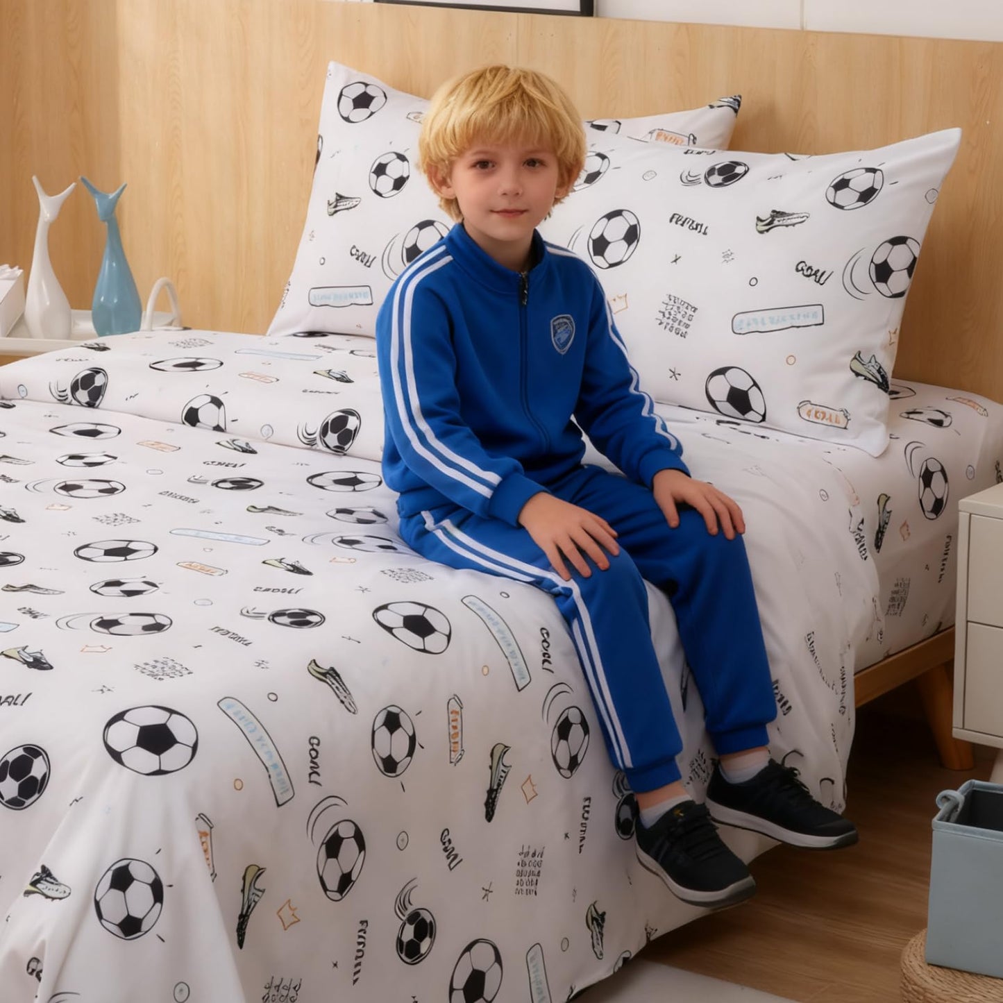 Swiftify Twin Sheet Set Kids, Soccer Sport Sheets, 3-Piece Bed Sheet Set for Boys & Girls, Soft Brushed Microfiber Bedding, Deep Pocket, Wrinkle & Fade Resistant