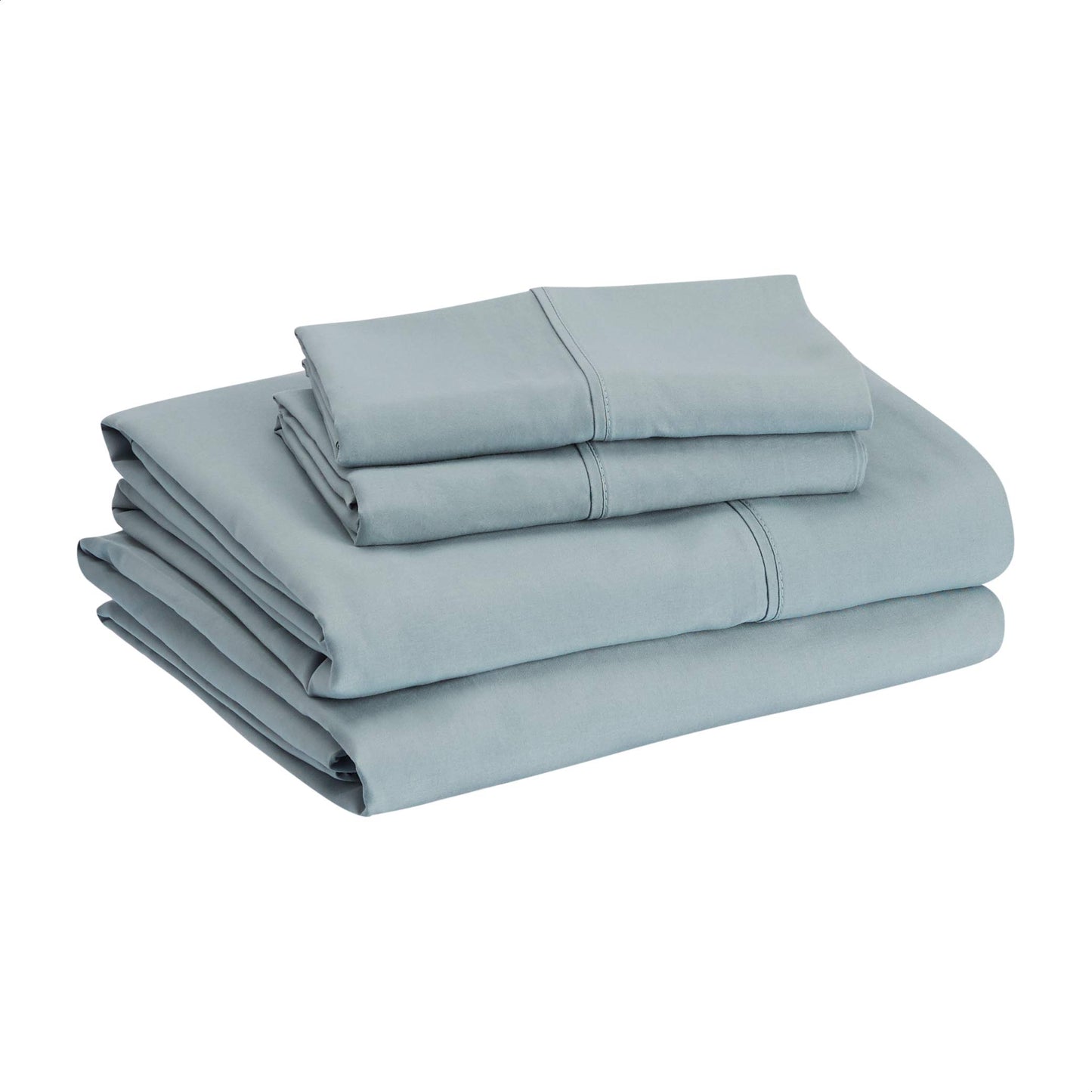 Amazon Basics Breathable Ultra-Soft Brushed Microfiber 4-Piece Bed Sheet Set with 14-Inch Deep Pockets, Wrinkle Resistant, Machine Washable, King, Spa Blue, Solid