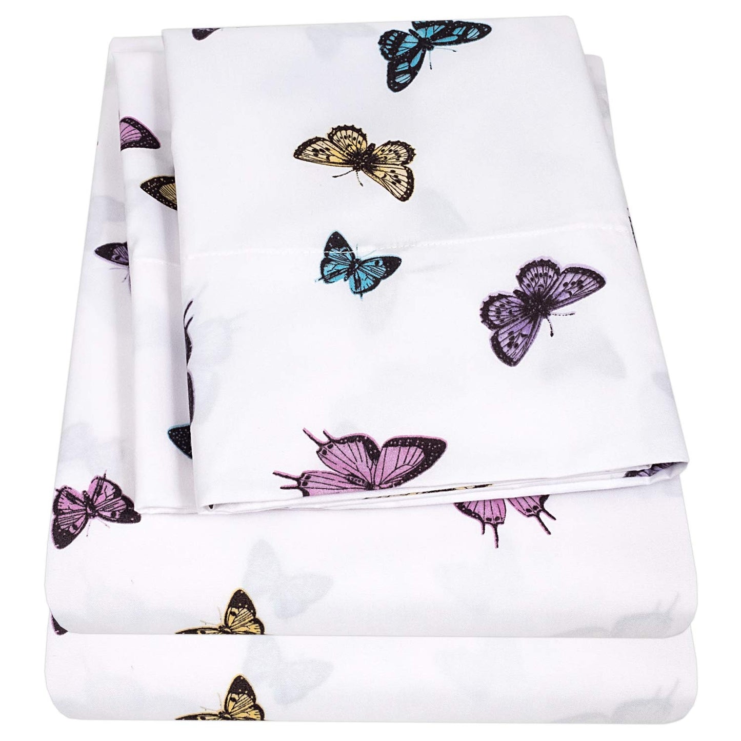 1500 Supreme Kids Bed Sheet Collection - Fun Colorful and Comfortable Boys and Girls Toddler Sheet Sets - Deep Pocket Wrinkle Free Soft and Cozy Bedding - Twin, Butterflies
