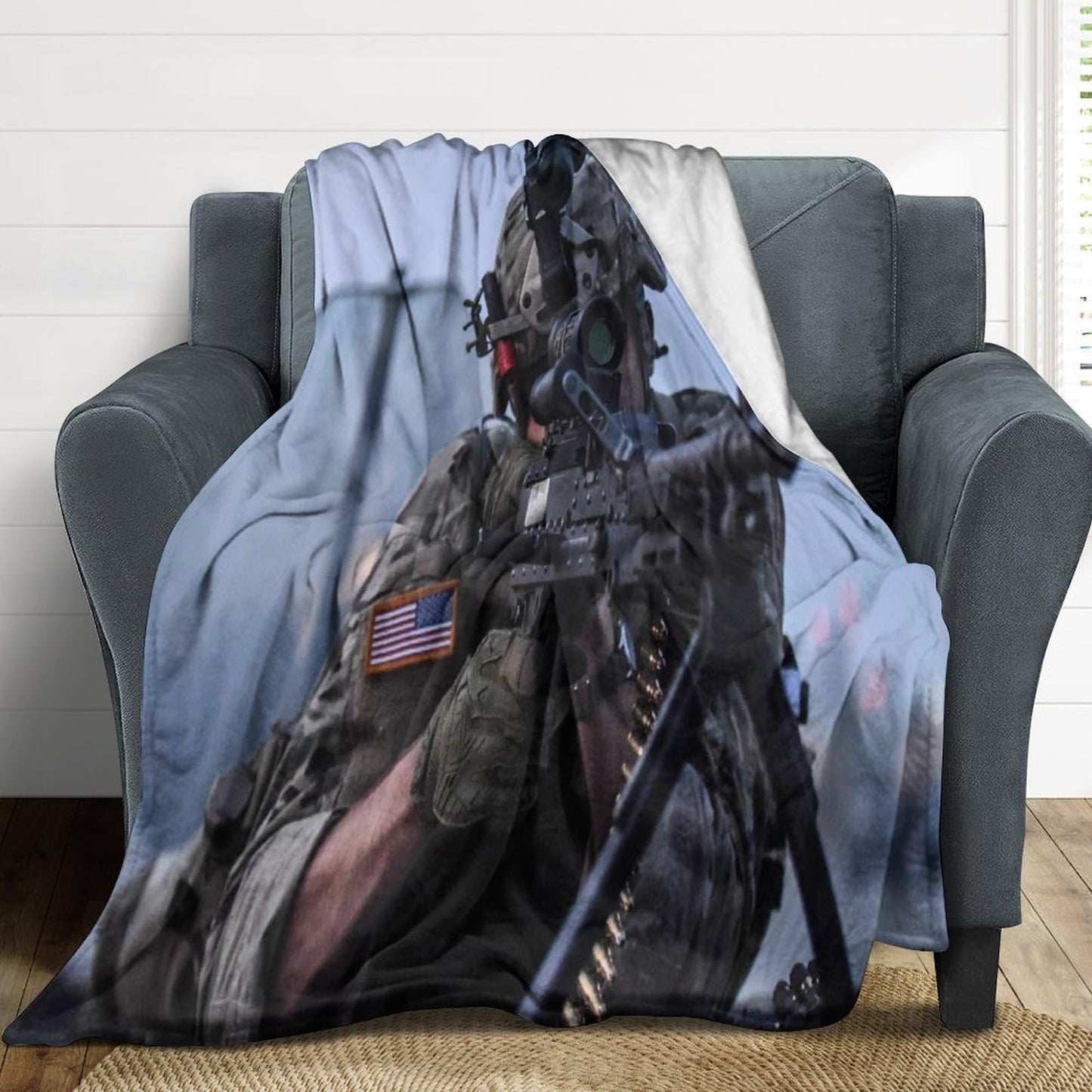 Military Art Flannel Blankets Featuring Fully Armed Special Forces Soldiers(3) Flannel Blanket Wool Soft Blanket Lightweight Plush Suitable for Sofa, Bed, Comfortable Sofa 30x40in（75x100cm）