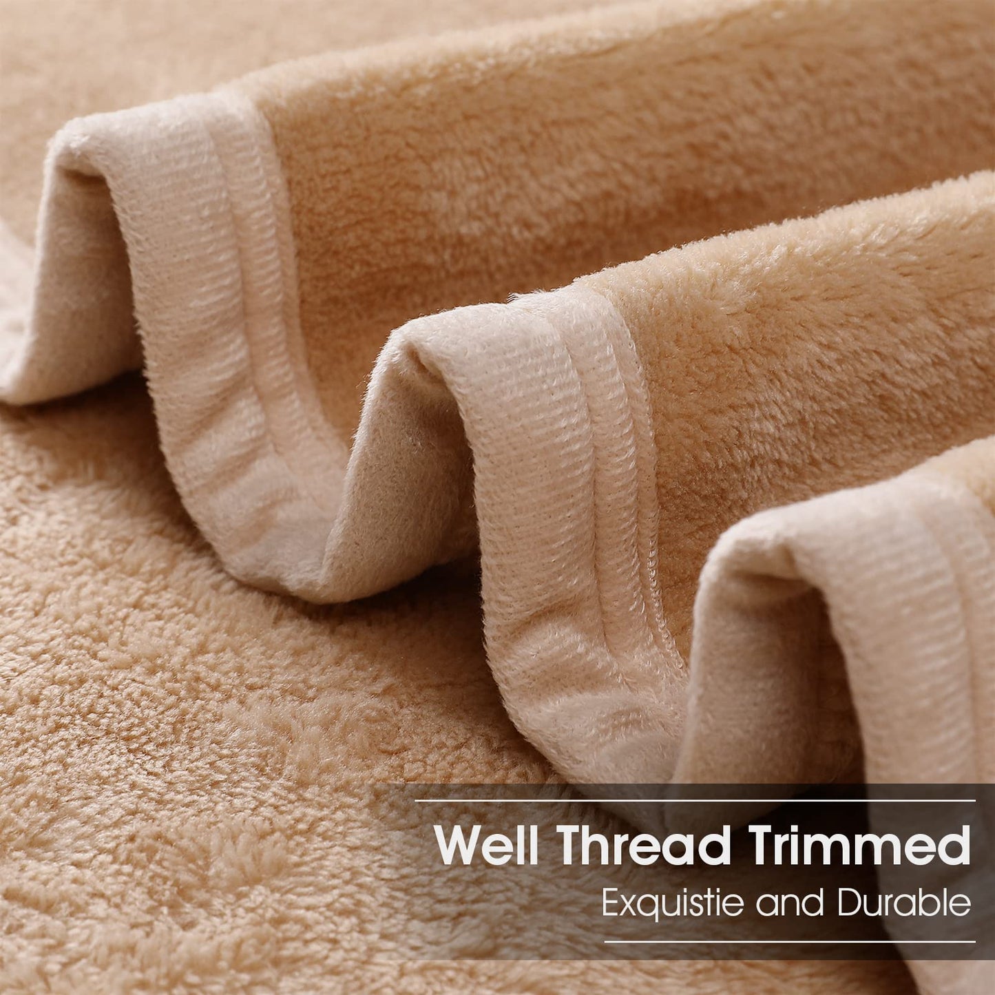 EASELAND Soft Blanket Warm Fuzzy Microplush Lightweight Thermal Fleece Blankets for Couch Bed Sofa,California King 102X108Inch,Camel