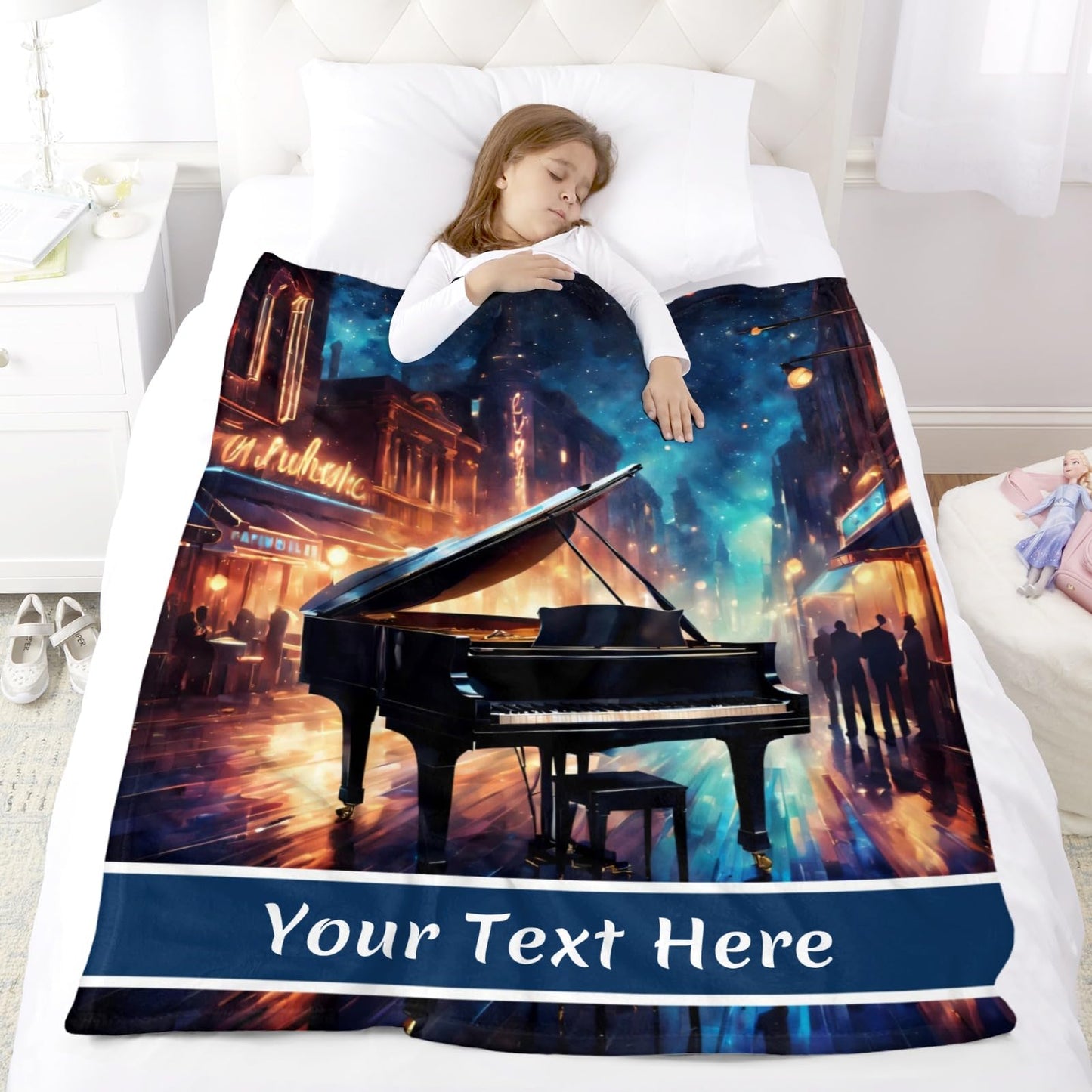 CUSPILO Piano Blankets, Personalized Music Throw Blanket for Couch Sofa Bed Room Decor Fuzzy Blanket Throw, 30 x 40 Inches