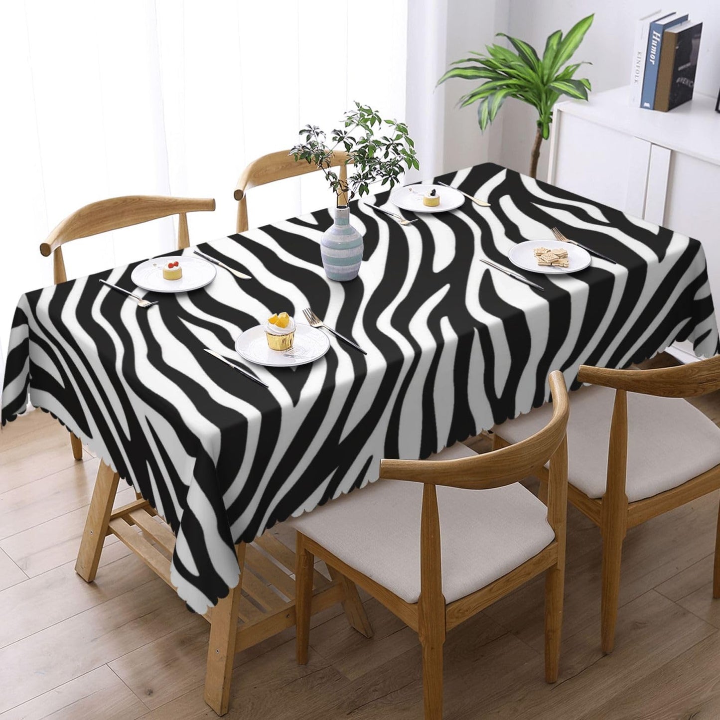 ZYPHORIEL Zebra Stripes Rectangle Tablecloths Black and White Print Table Cloths Dacorative Kitchen Dining Tablecloth for Rectangular Tables,Washable Table Cover for Party 54 x 72 Inch