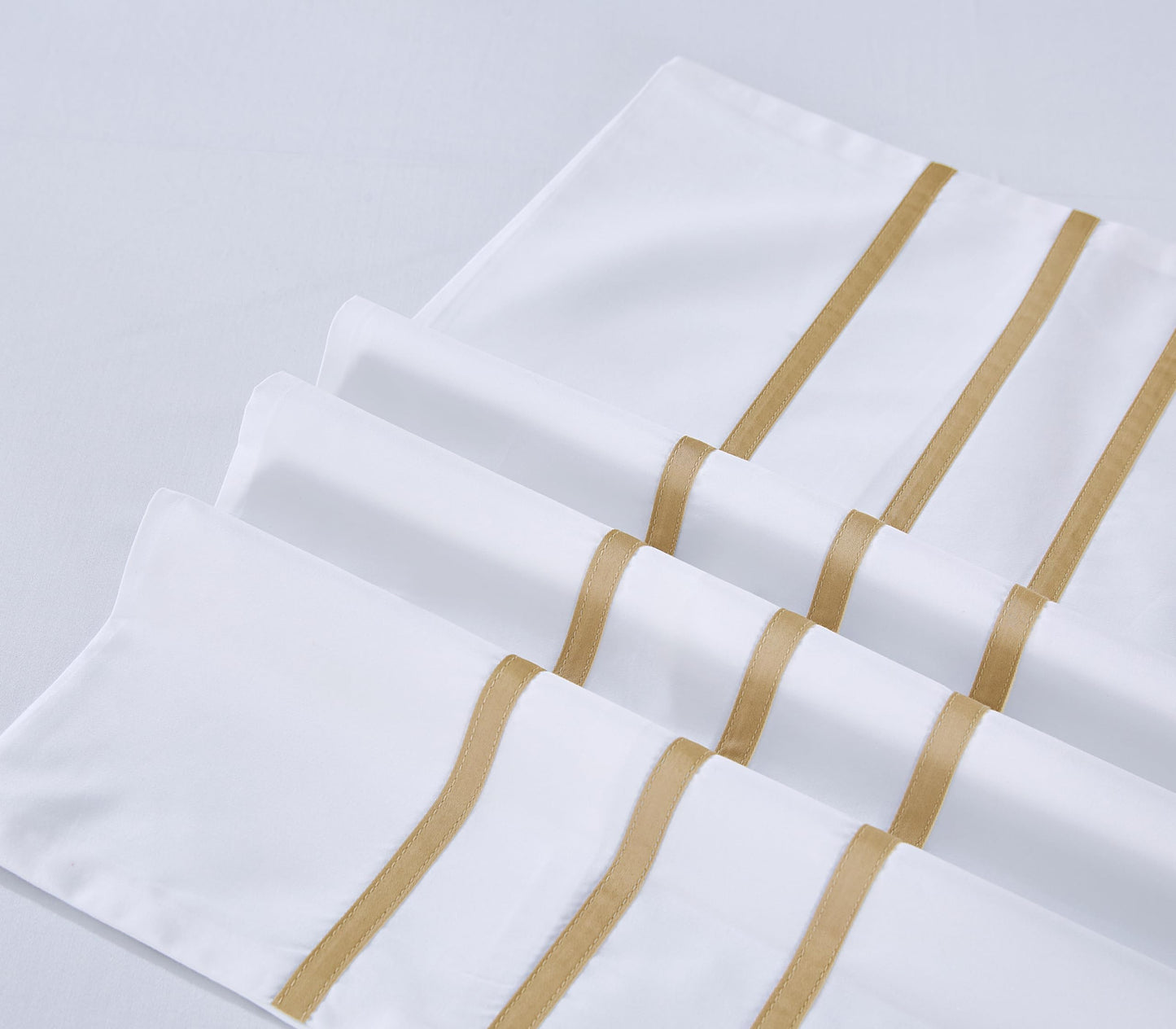 MengBoo Duvet Cover Set 3 pcs(1 Duvet Cover+2 Pillowcases) 100% Cotton Sateen Woven Hidden Zipper Closure (White Beige, Queen)