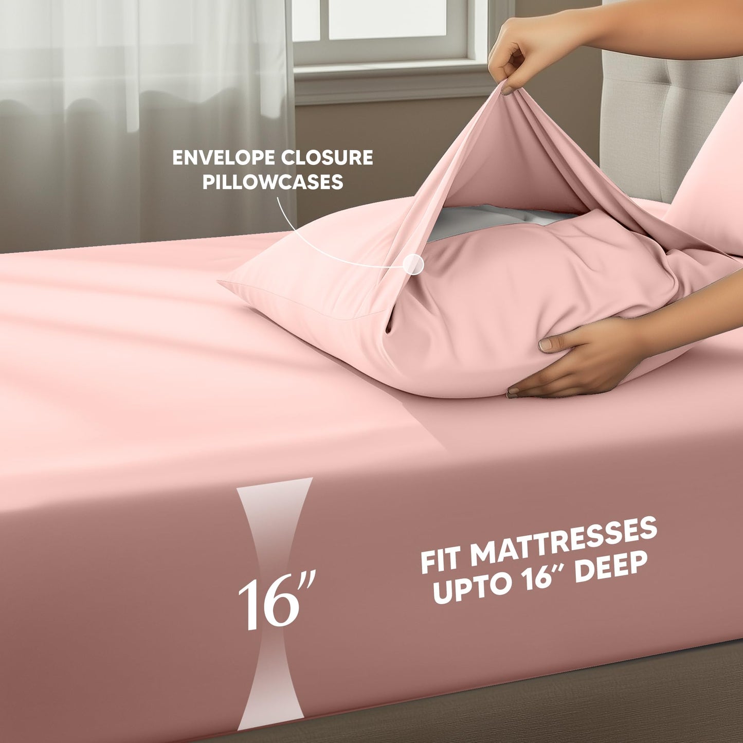 Utopia Bedding Queen Size Sheet Set – 4 Piece Bed Sheets, Soft and Breathable Microfiber, Includes 1 Fitted Sheet, 1 Flat Sheet and 2 Pillowcases – Oeko Tex (Tea Pink)
