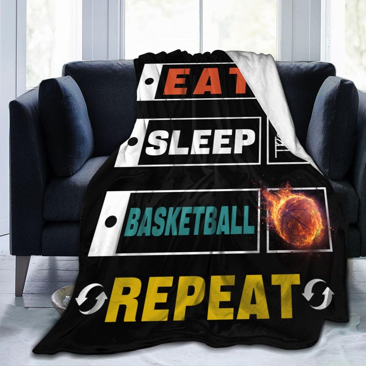Basketball Blanket for Teen Boys Room Decor, Soft Flannel Sports Throw Blanket for Couch Bed, Cozy Lightweight Basketball Gifts for Boys Kids Teens Dorm Bedroom 50"X40"
