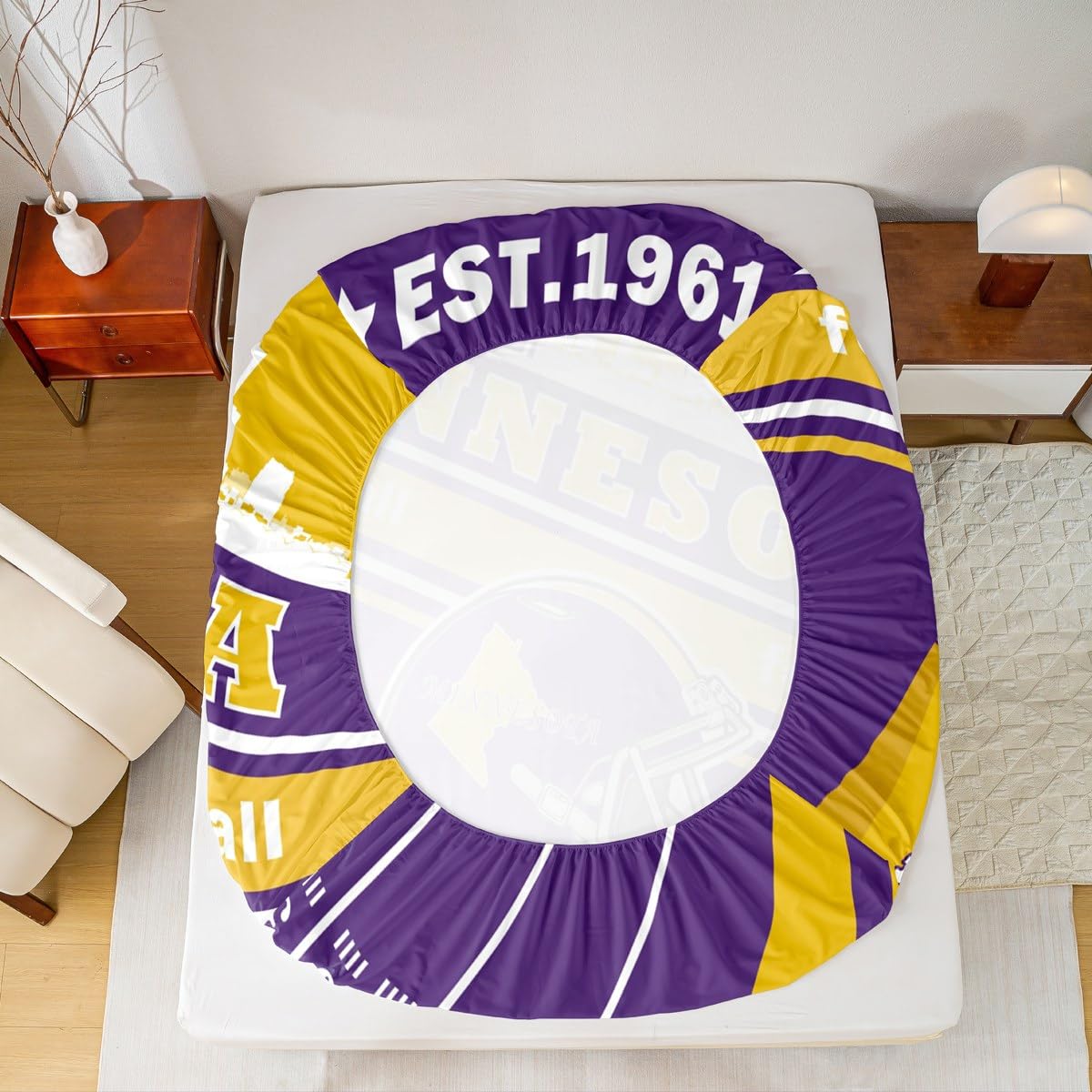 Feelyou Football Bed Sheets Set Boys Teens Twin Size Women Men Rugby Sports Bedding Set Football City Fitted Sheet with 16 Inch Deep Pockets