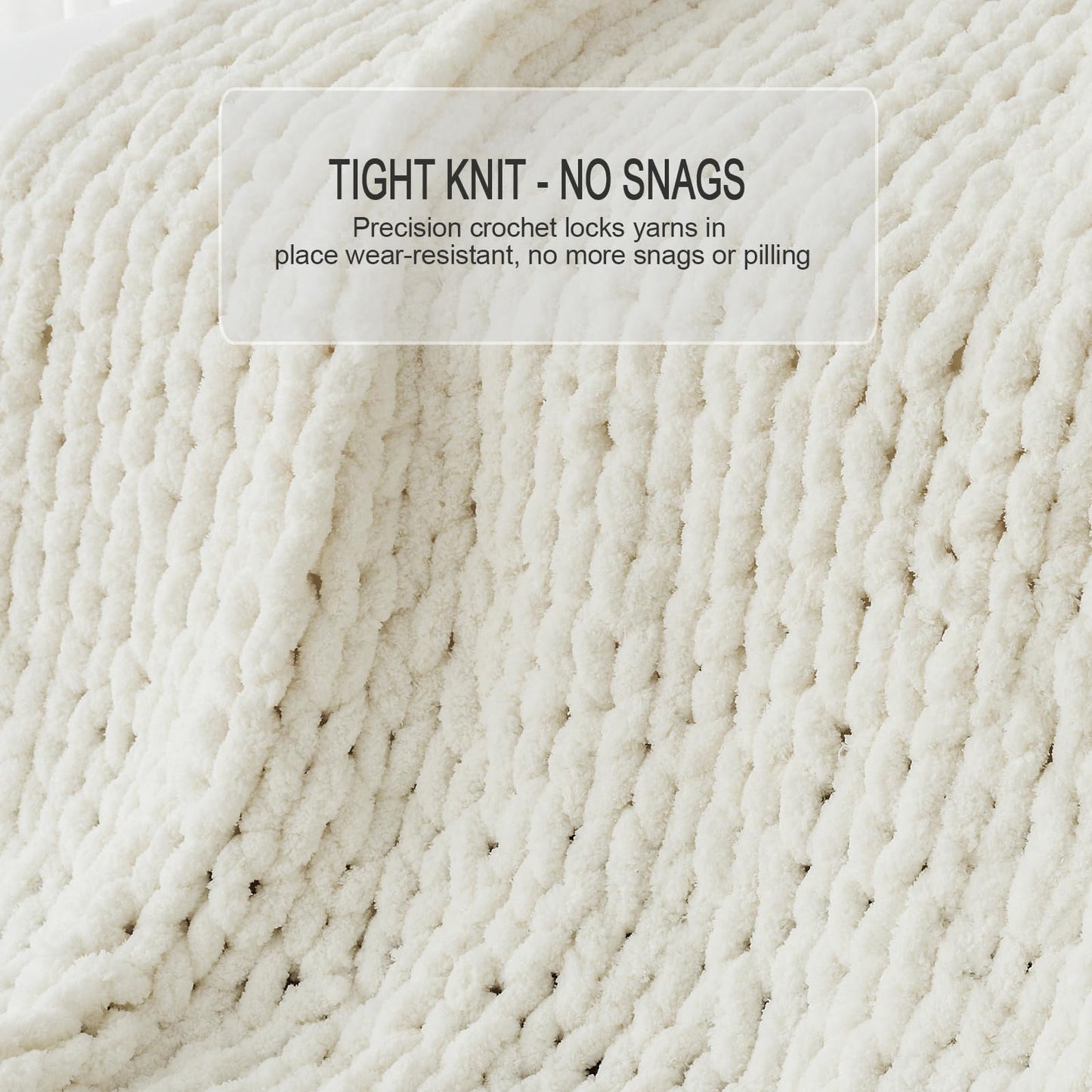 Luxury Chunky Knit Throw Blanket, Boho Chenille Cable Knit Blankets 50x60