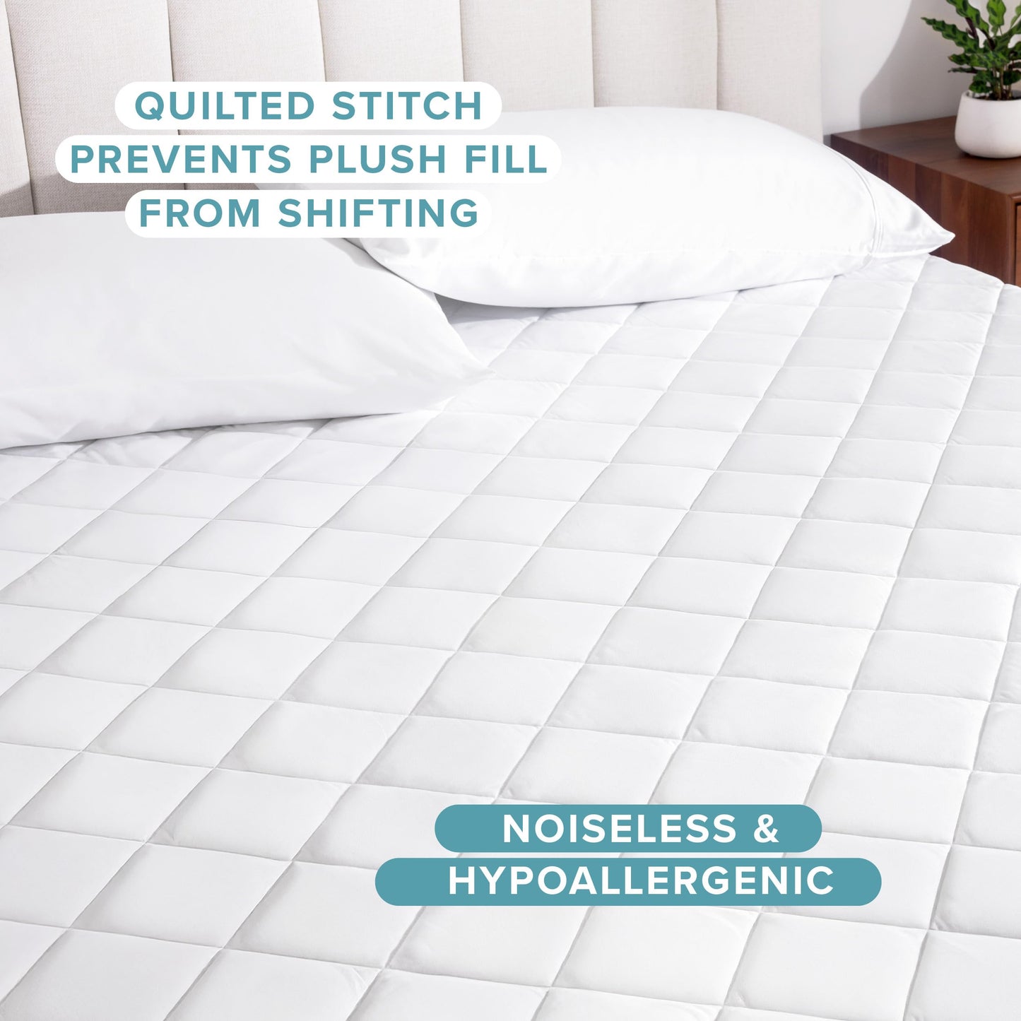 Bare Home Quilted Fitted Mattress Pad (Queen) - Cooling Mattress Cover - Easily Washable - Elastic Fitted Cover for Mattress - Stretch-to-Fit up to 15 Inches Deep (Queen)