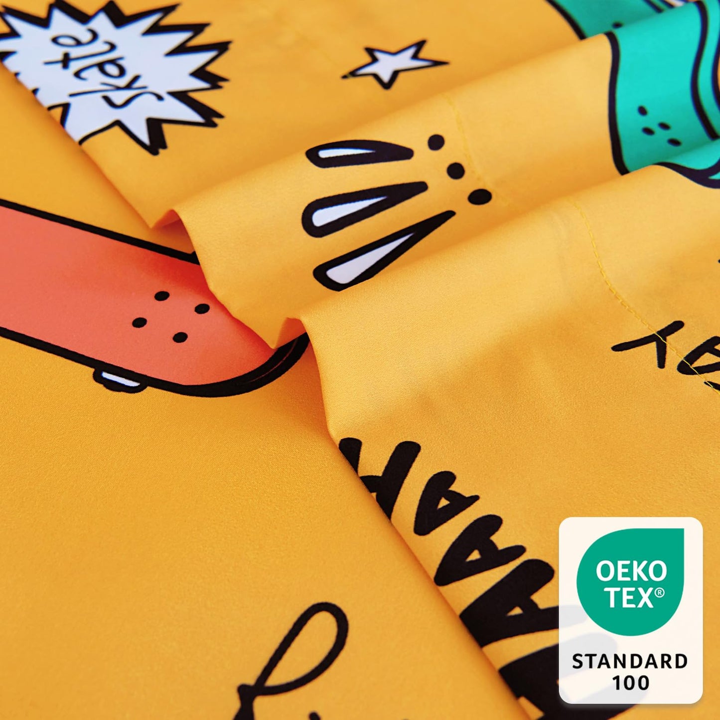 Homilay Full Sheet Set Kids - Skating 4 Pieces Soft Microfiber Cartoon Style Bedsheets for Boys Girls Teens, Oeko TEX Breathable 15 Inch Deep Pocket Sheets(Street)