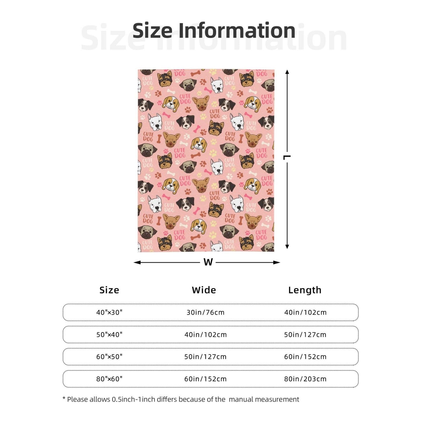 Cute Dogs Puppy Dog Fleece Blanket - Soft Cozy Plush Throw Blanket for Adults Kids Pet, Lightweight Warm Flannel Sherpa Blanket for Couch Bed Sofa, Gift for Dog Lovers 50"x40"