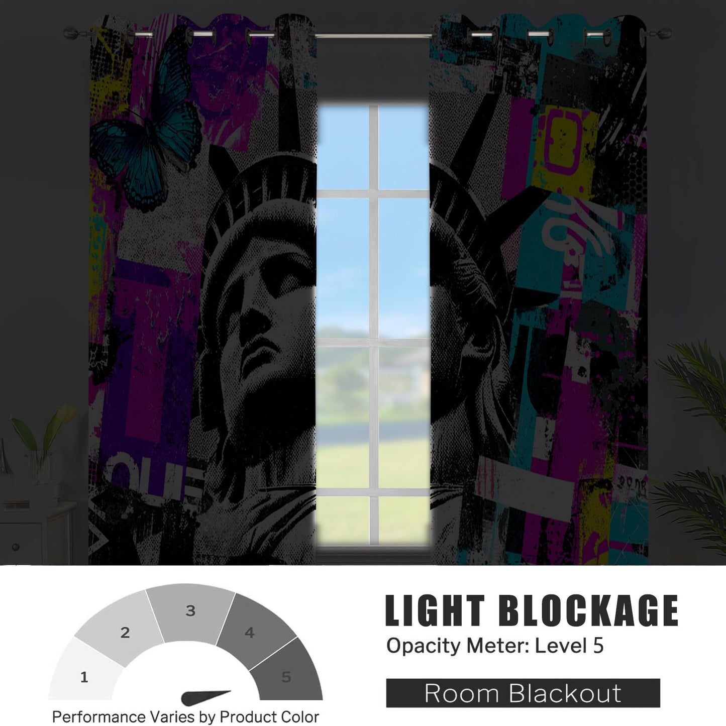 Graffiti Blackout Curtains for Bedroom Living Room Abstract Street