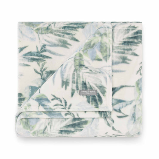 Tommy Bahama - Throw Blanket, Plush Fleece Bedding, Tropical Bedding Set for Bed or Couch (Wallpaper Leaves Green, 50" x 70")