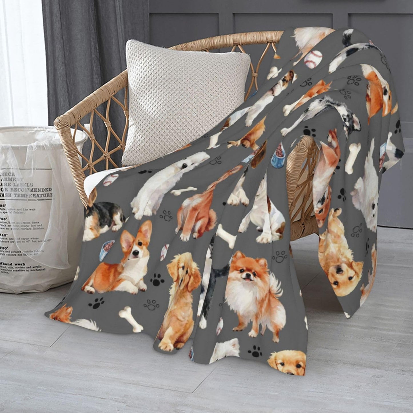 Cute Puppy Dog Blanket 50"x40" Dogs Blankets Soft Cozy Throws Warm Lightweight Plush Fleece Throw Blanket for Kids Men Women Gift Bed Couch Sofa