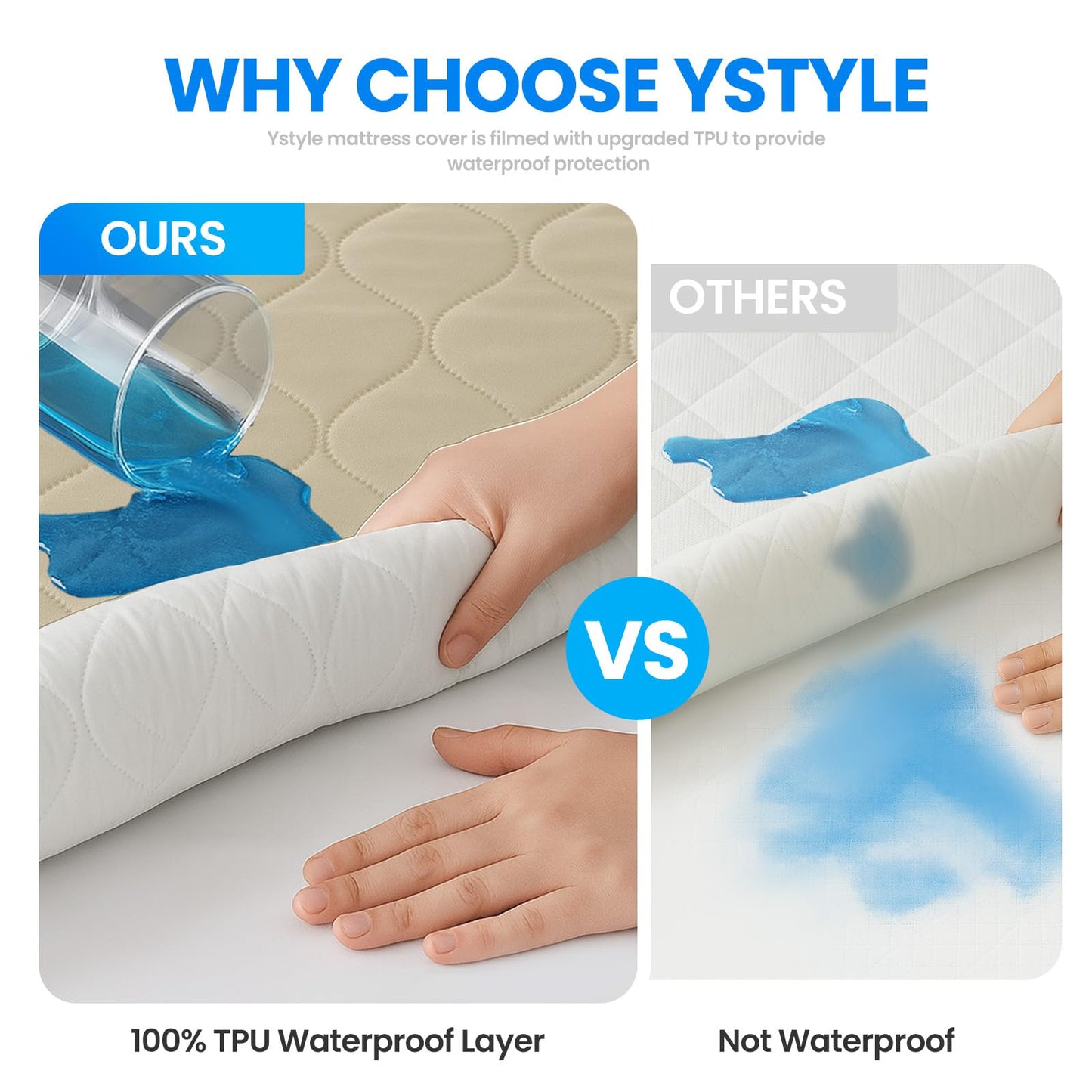 Waterproof Mattress Protector,Full Mattress Protector Fitted Up to 16" Deep Pocket, Soft Breathable Bed Mattress Cover for Bedroom,Doom Room Machine Washable,(Khaki)