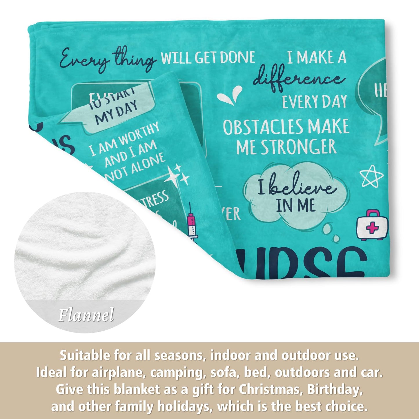 Craftique Nurse Gifts for Women Men- Soft Nurse Blanket with Daily Affirmations- LPN RN Gifts for Nurses Appreciation, Nursing School Graduate Birthday Gifts, Nurses Week/Day