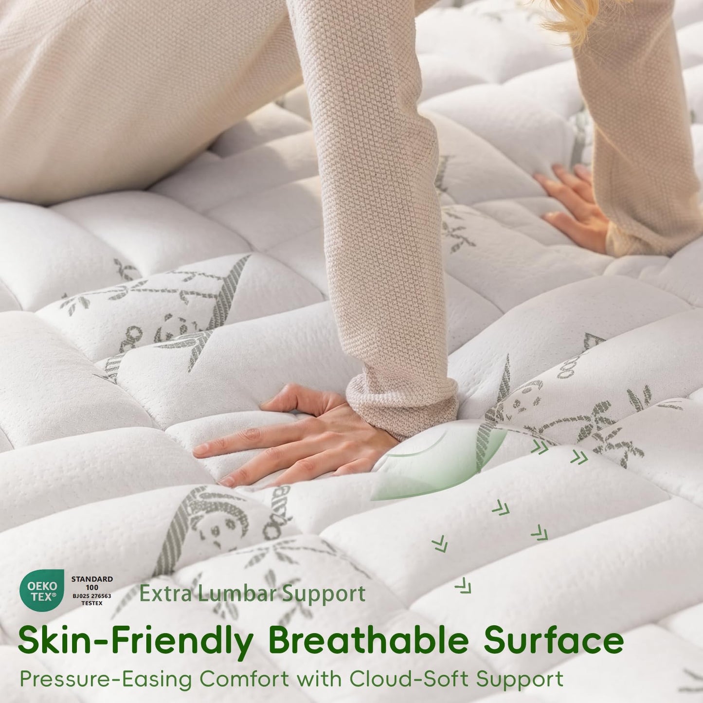 NEWDECO King Size Mattress Topper Cooling Viscose Made from Bamboo Thick Support Pillow Top Mattress Pad for Back Pain Relief Soft Breathable Mattress Cover with 8-18” Deep Pocket (Gray, King)