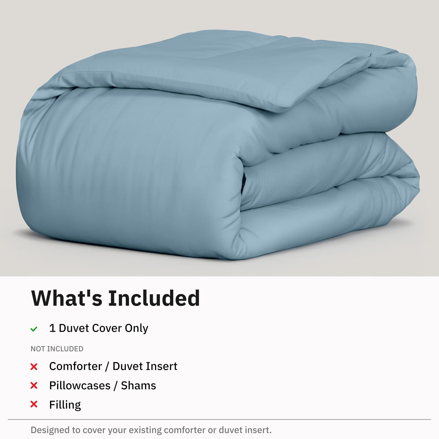 California Design Den Natural 100% Long Staple Cotton Duvet Cover Queen Size/Full Size Only Premium 400 Thread Count Duvet Cover Queen Size Cotton, Soft Weave, Button Closure Corner Ties - Sky Blue