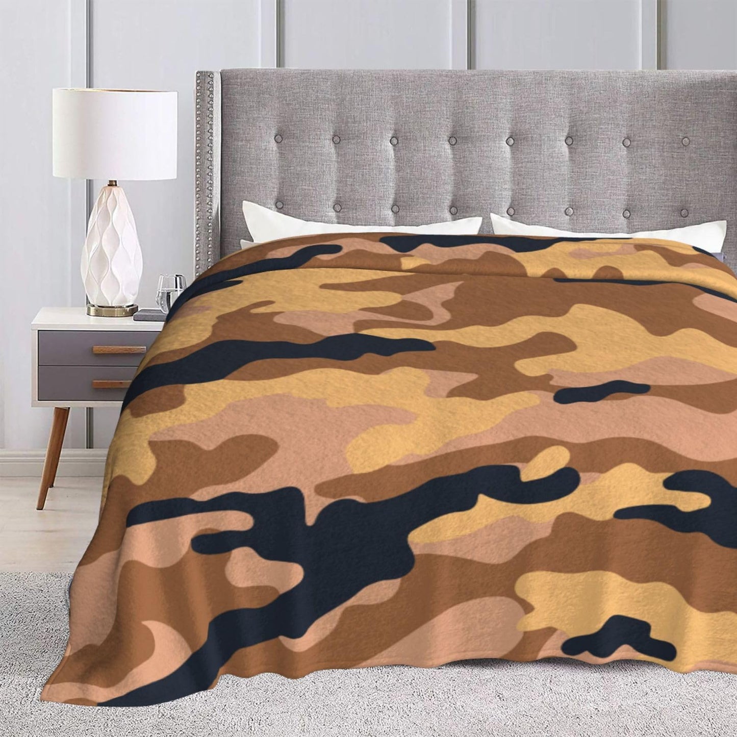 Perinsto Military Camo Throw Blanket Ultra Soft Warm All Season Camouflage Decorative Fleece Blankets for Bed Chair Car Sofa Couch Bedroom 60"X50"
